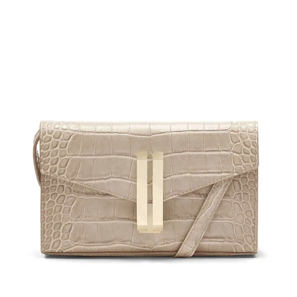 DeMellier Stone Croc-effect Leather Crossbody/Clutch
